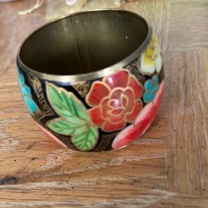 Unique Vintage Red and Blue Floral Bracelet